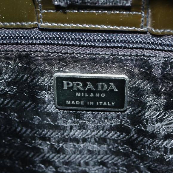 PRADA Shoulder Bag Enamel Khaki Auth bs13473 - Picture 9 of 16
